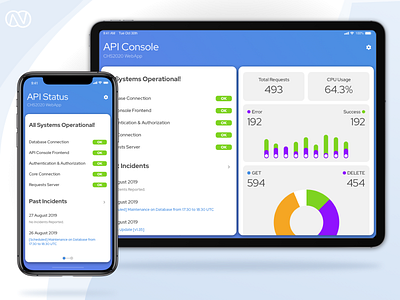 API Console Status App api console figma graph mobile modern responsive sketchapp statistics status