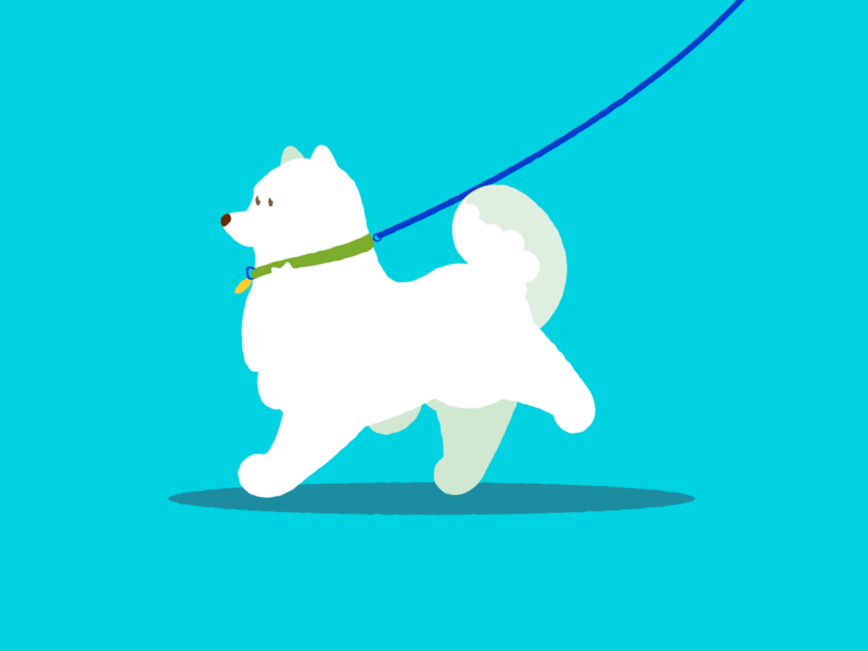 Doggie walk cycle 2d animation animation character design creative dog dogs gif illustration illustrator loop motion graphics pet vector walk cycle