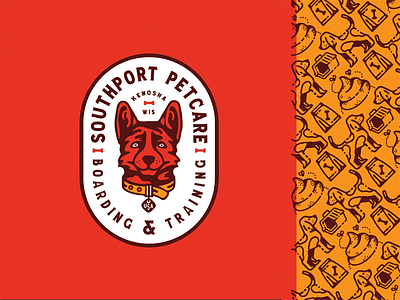 Southport Petcare apparel apparel design badge branding buchanan design dog dog walking identity illustration line drawing logo patch pattern pet care typography vector