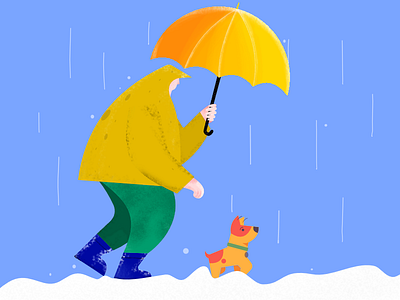 A walk in the snow bliss dog illustration life lifestyle rain snow winter