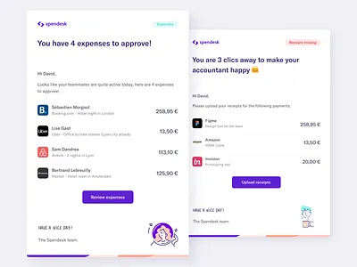 Spendesk: Email template branding email illustration interface design templates typography ui ux design vector
