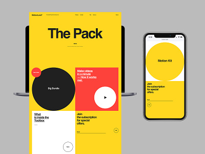 MotionLand design desktop flat minimal promo typography ui ux web website