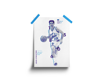 John Stockton Poster basketball basketball player basketball poster brand branding design infographic jazz nba nba finals nba poster player poster poster design stats stockton utah jazz utah nba