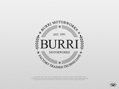 BURRI Motorworks Logo auto shop logo automotive design automotive logo business car logo car shop logo circle circular logo corporate design elegant icon logo logo mark logotype luxurious modern vintage vintage badge vitage logo