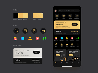 Financial APP app bullion card dark mode design financial gold icon illustration silver stock ui ux wealth