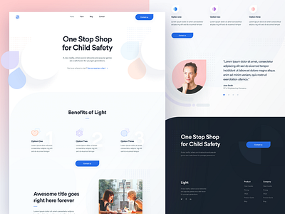 Light - Homepage Preview benefits child children landing page light lovedones onestopshop protection safety shop ui ux