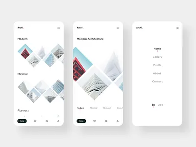 Archi app appdesign application architecture clean concept design inspiration minimal mobile mobile ui ui uidesign unsplash ux web design