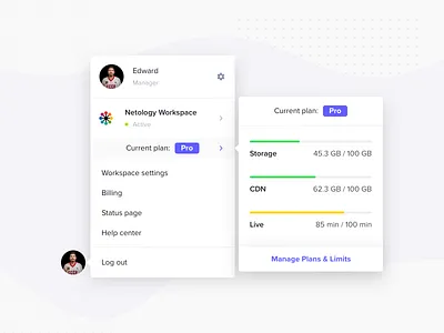 Profile Popups card cards cards ui crm dashboard design dropdown flat light material menu minimal platform popup popup window profile profile design ui user profile video