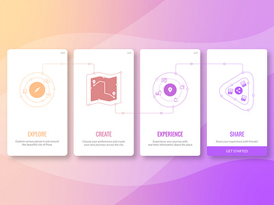 Onboarding branding illustrations illustrator onboarding screens travel application user experience visual design