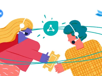 Collaboration characters collboration communication connect illustrations inbox messaging support tickets