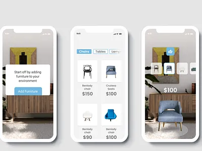 AR Furniture Store app ar branding design design app ios 10 ui ux