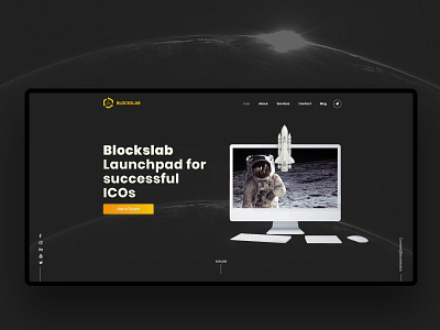 Blockslab website design - Dark ui dark theme dark ui design earth ico interaction landing page minimalist nasa site space ui ux web design website