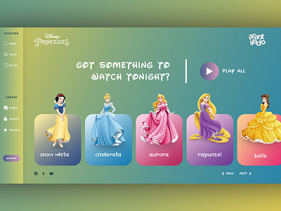 Disney Princesses design minimalism typography ui ui design uidesign ux ux design web