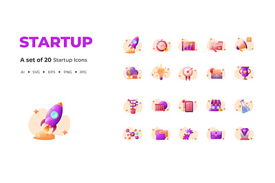 Startup Icon Set icon icon design icon set icons illustrator logo startup ui ux website