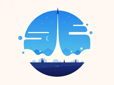 Raket illustration landscape launch rocket space