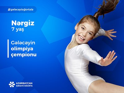 AIIC #gələcəyisığortala Campaign KV 3 of 3 bank concept design digital kids manipulation minimalism typography