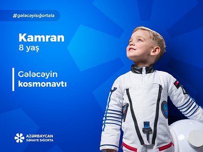 AIIC #gələcəyisığortala Campaign KV 2 of 3 bank concept design digital kids manipulation minimalism typography