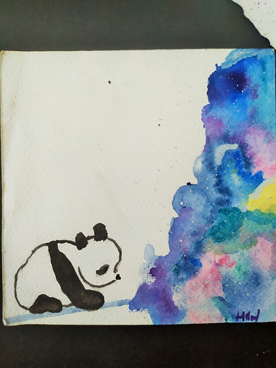 panda galaxy panda watercolour watercolour painting