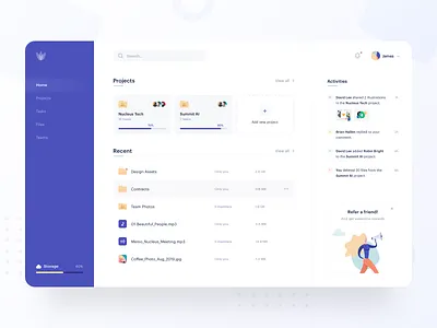 Freebie - Dashboard Design activities clean collaboration dashboard download file file manager files freebie freebies modern project projects purple refer sketch sketch freebie team ui ux