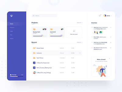 Freebie - Dashboard Design activities clean collaboration dashboard download file file manager files freebie freebies modern project projects purple refer sketch sketch freebie team ui ux