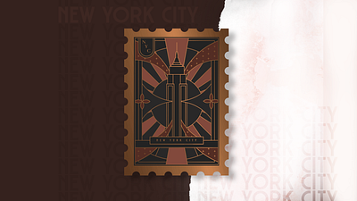 New York City - Post Card 1920s art deco badge badge design badgedesign city badge city illustration citybadge citybadges empire state building empirestatebuilding illustration new york newyork newyorkcity nyc postcard postcard design stamp