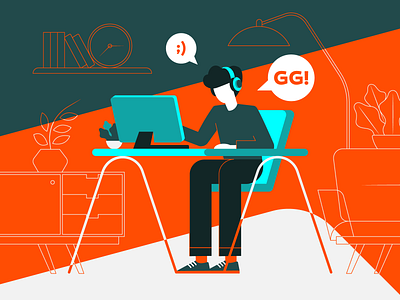 Gamer design esports gamer gaming illustration lines orange overlay texture twitch vector