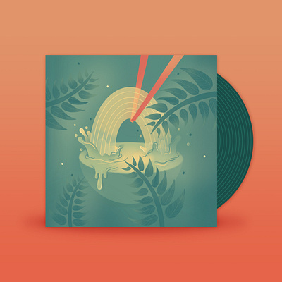 July // Maggie Rogers - Fallingwater 2d design falling water flat gradients illustration jungle maggie rodgers music music art palette procreate ramen splash vinyl vinyl art vinyl cover waterfall