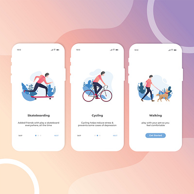 Enjoy your activities app branding design flat illustration ui uidesign ux vector