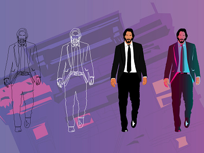 john wick 2d adobe characer design designer flat illustration illustration design illustrations illustrator john wick keanu reeves like photoshop photoshop action vector