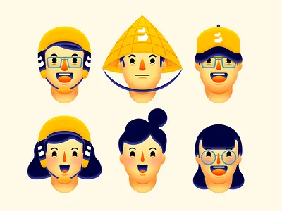 Faces @be art character color illustration interaction design landing page logo mobile design uiux vector