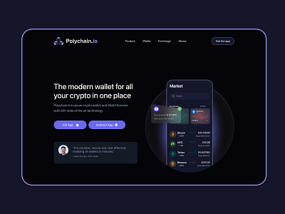 Polychain - Redesign website & mobile app animation app blockchain cryptocurrency exchange graphic design mobile app modern motion graphics purple technology ui user experience user interface ux ux strategy wallet web design website