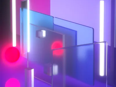 Frosted glass experiment 3d c4d cgi colorful glass material octane purple render textures transparent