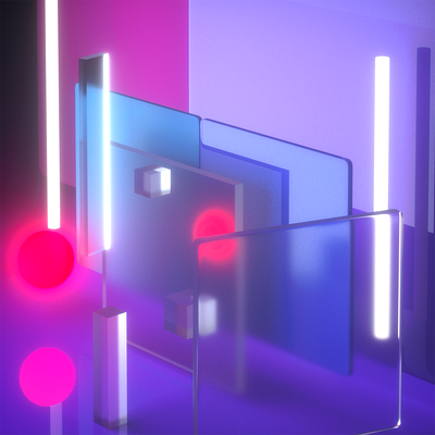 Frosted glass experiment 3d c4d cgi colorful glass material octane purple render textures transparent