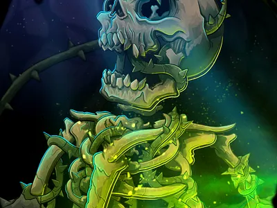 Cursed characterdesign creepy curse cursed fantasy jungle skeleton skull trap trapped vines
