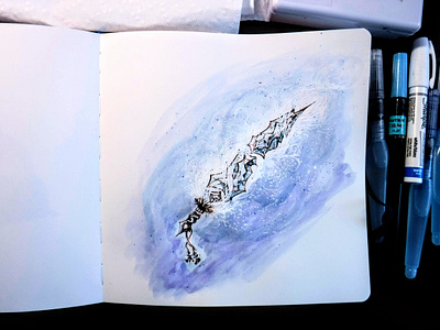 D&D Armory: Blizzard Blade concept dnd dndarmory dungeons and dragons ice illustration ink sword watercolor weapon