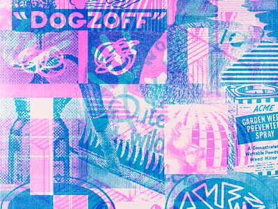 mole vs. high blue collage distortion illustration lo fi multiply overprint pink poster print vintage