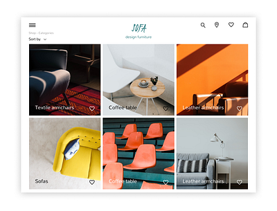 Categries page of the furniture shop daily ui 012