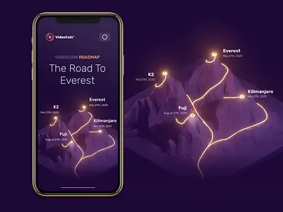 The Road To Everest 3d blender crypto cryptocurrency glow graphic design lighting modeling neon roadmap token videocoin