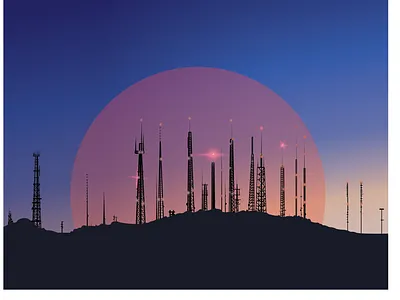 South Mountain Towers architecture arizona art design fyresite illustration illustrator mountain nightfall skyline sun