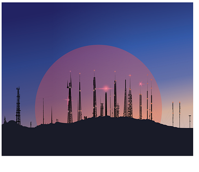 South Mountain Towers architecture arizona art design fyresite illustration illustrator mountain nightfall skyline sun