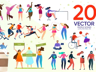 People Scenes Flat Collection ask background chair character collective community design flat girl group illustration man people sitting style support talk vector woman young