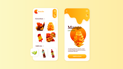 Snack App Concept- Mango Chile adobe xd app concept design design illustrator mobile typography ui ux ui ux design