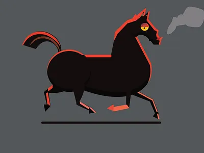 Black horse 2d 2d art animation art black design flat funny gothic graphic horse illustration joke minimal vector
