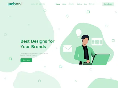 Agency hero section branding brands design enterpreneur flat ui green green logo homepage illustration inspiration ui vector webdesign website white background