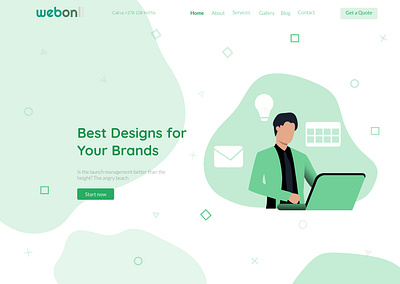 Agency hero section branding brands design enterpreneur flat ui green green logo homepage illustration inspiration ui vector webdesign website white background