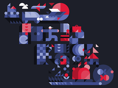 Illustrations for Zrihtaj.si courier delivery service illustration landscaping limited color palette minimalism transfers travel vector illustration