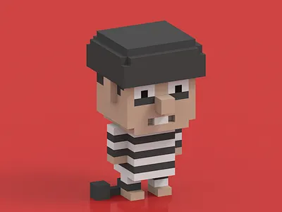 Prisoner 3d character characterdesign cubic cute illustration isometric magicavoxel voxel voxelart