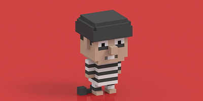 Prisoner 3d character characterdesign cubic cute illustration isometric magicavoxel voxel voxelart