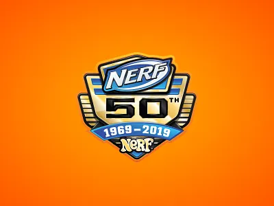 Nerf 50th Badge 50 badge gold icon nerf retro seal