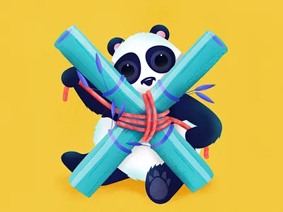 Panda 36daysoftype asia bamboo bear cute danijg22 illustration panda panda bear